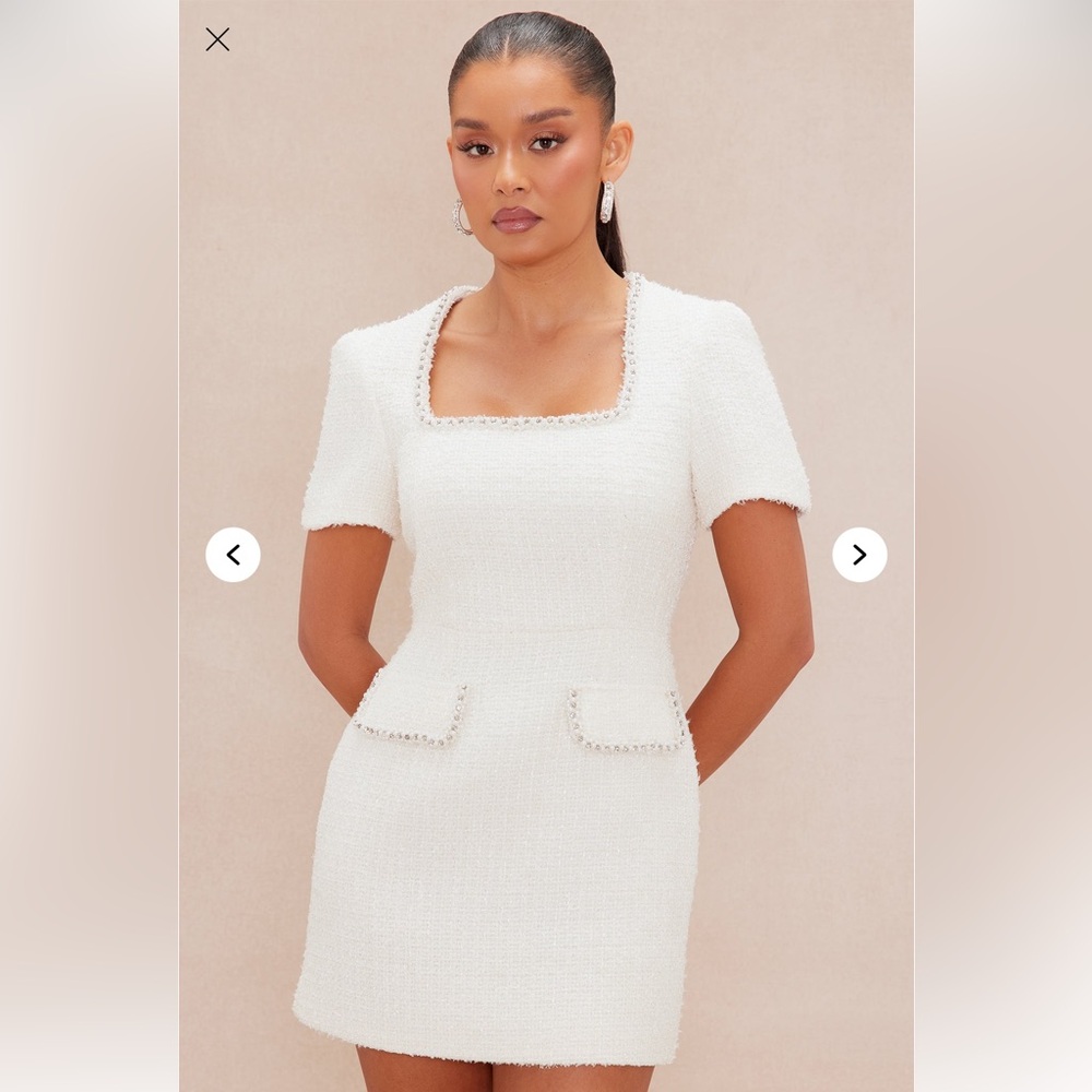 Fashion Nova White Tweed Mini Dress